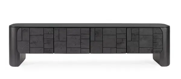 Mueble de televisión 4 puertas negro Sinnar