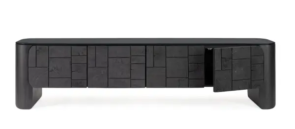Mueble de televisión 4 puertas negro Sinnar