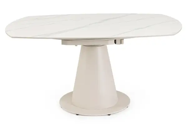 Mesa extensible de acero beige Jami