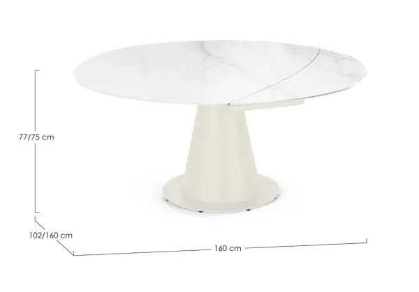 Mesa extensible de acero beige Jami