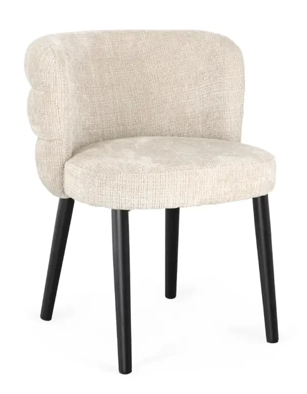 Silla de acero y tapizado crema Ilma