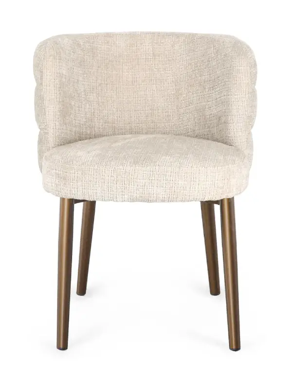 Silla de acero y tapizado beige Ilma