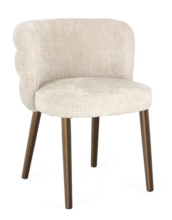 Silla de acero y tapizado beige Ilma