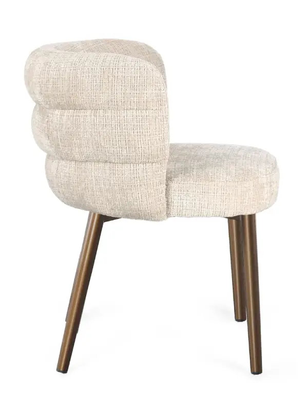 Silla de acero y tapizado beige Ilma