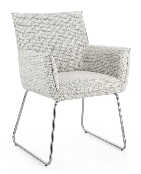 Silla acero y tapizado blanco Evelyn