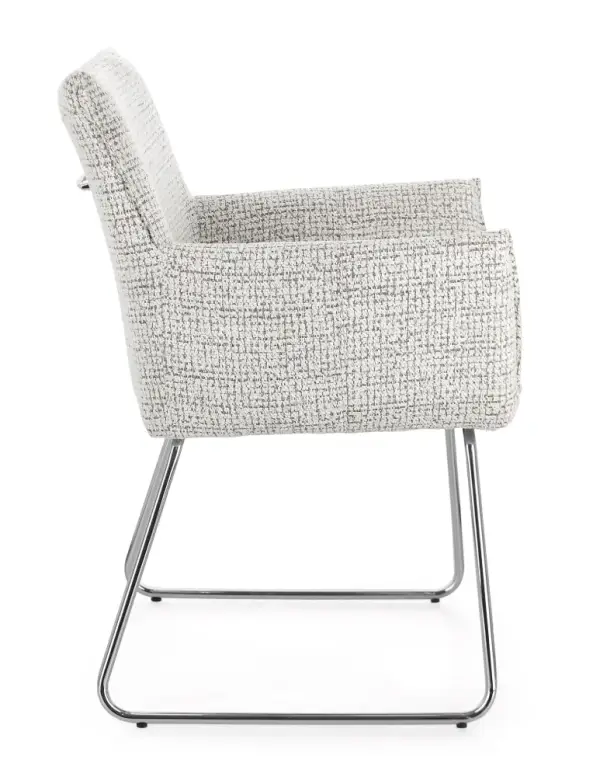 Silla acero y tapizado blanco Evelyn