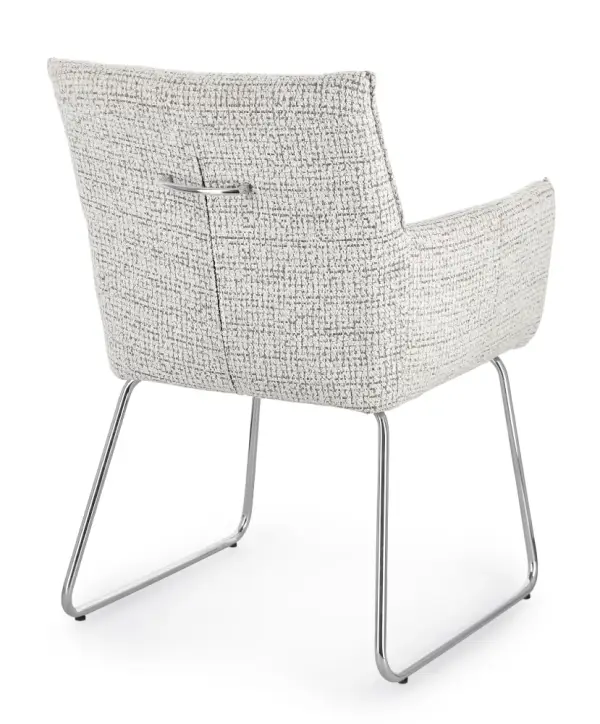 Silla acero y tapizado blanco Evelyn