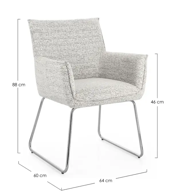 Silla acero y tapizado blanco Evelyn
