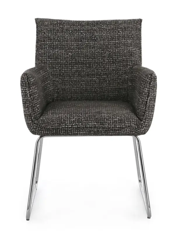 Silla de acero y tapizado negro Evelyn