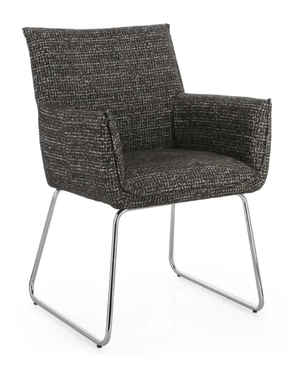 Silla de acero y tapizado negro Evelyn
