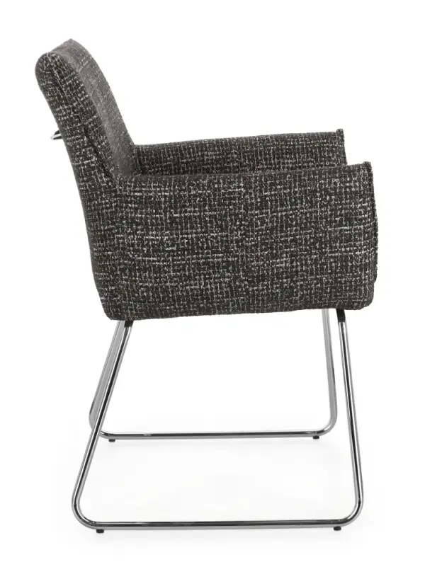 Silla de acero y tapizado negro Evelyn