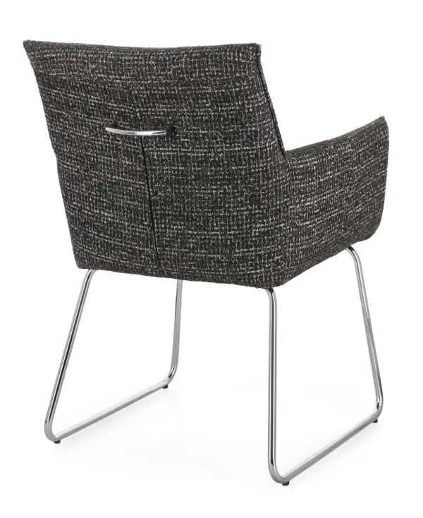 Silla de acero y tapizado negro Evelyn
