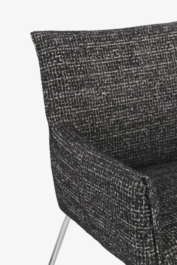 Silla de acero y tapizado negro Evelyn