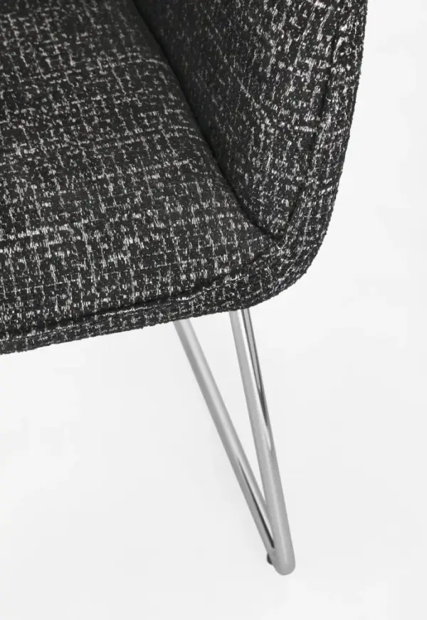 Silla de acero y tapizado negro Evelyn