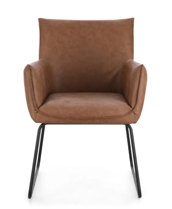 Silla de acero y tapizado coñac Evelyn