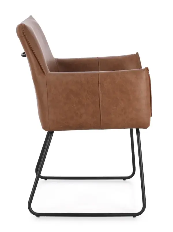 Silla de acero y tapizado coñac Evelyn