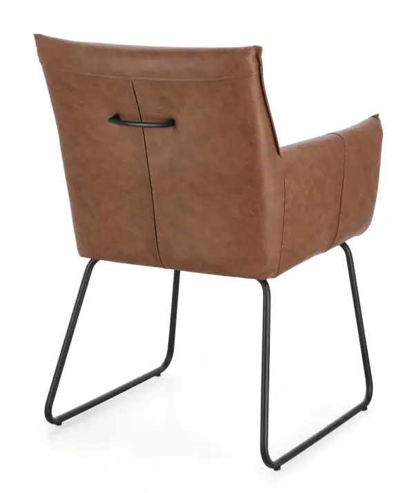 Silla de acero y tapizado coñac Evelyn