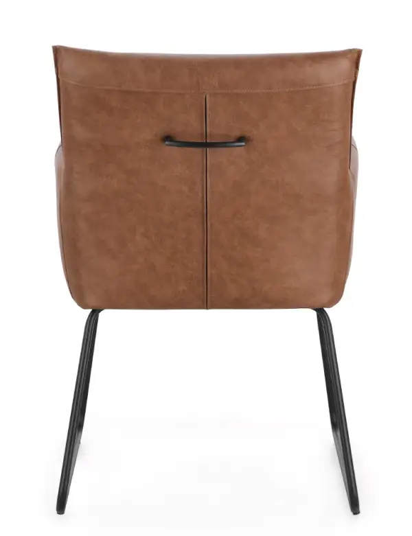 Silla de acero y tapizado coñac Evelyn