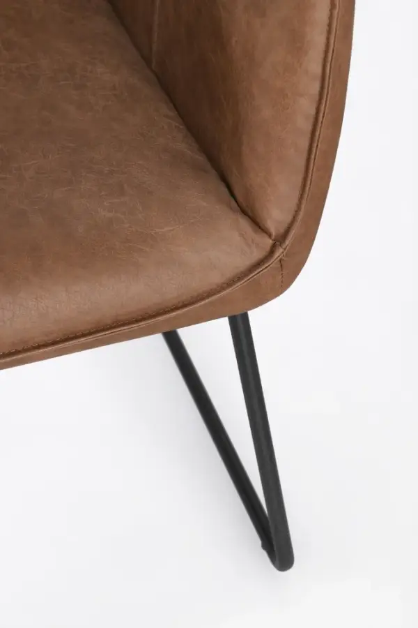 Silla de acero y tapizado coñac Evelyn