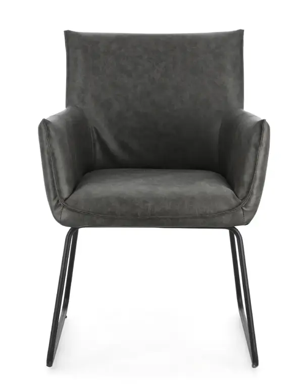 Silla de acero y tapizado gris oscuro Evelyn