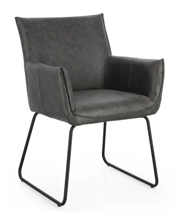 Silla de acero y tapizado gris oscuro Evelyn