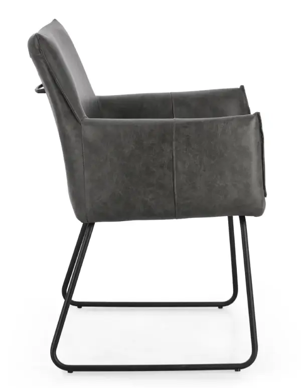 Silla de acero y tapizado gris oscuro Evelyn