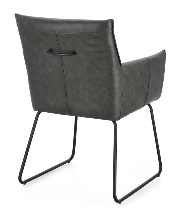 Silla de acero y tapizado gris oscuro Evelyn