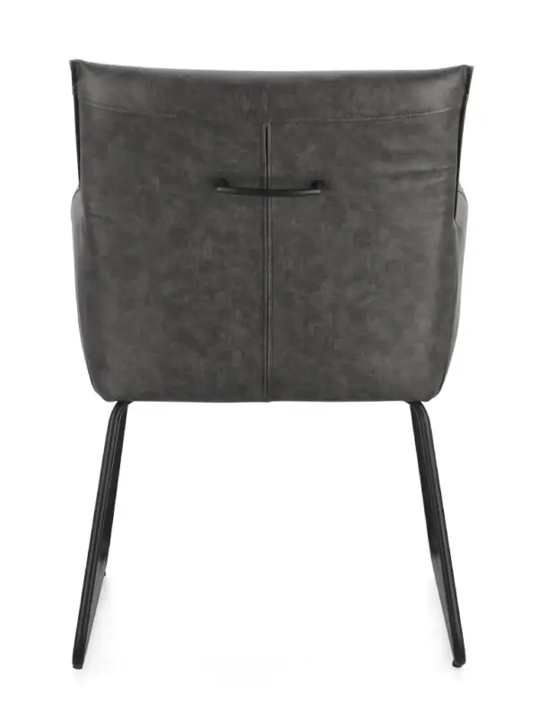 Silla de acero y tapizado gris oscuro Evelyn