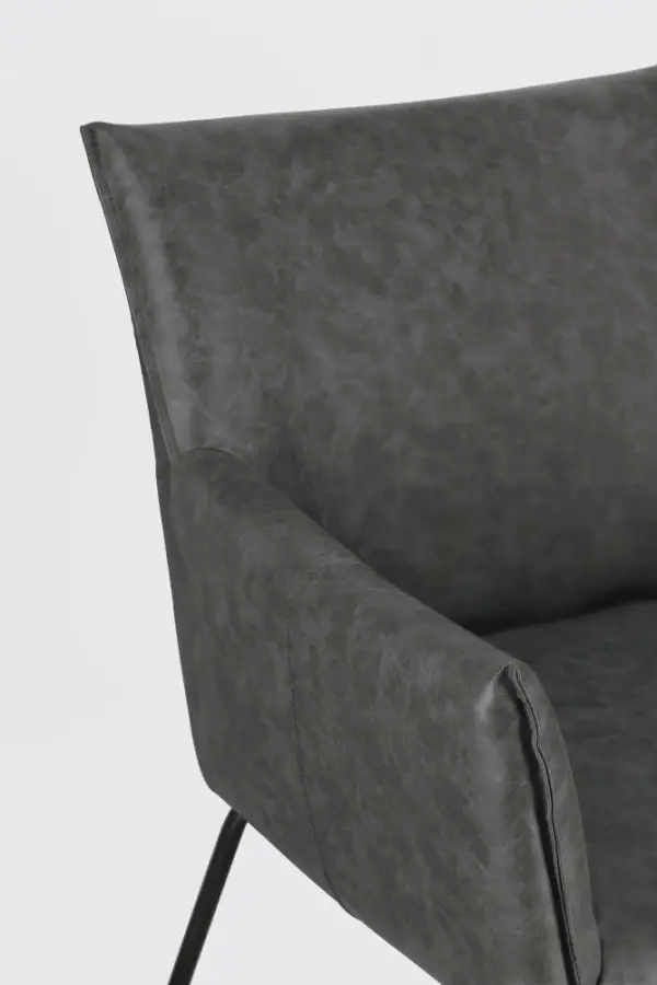 Silla de acero y tapizado gris oscuro Evelyn