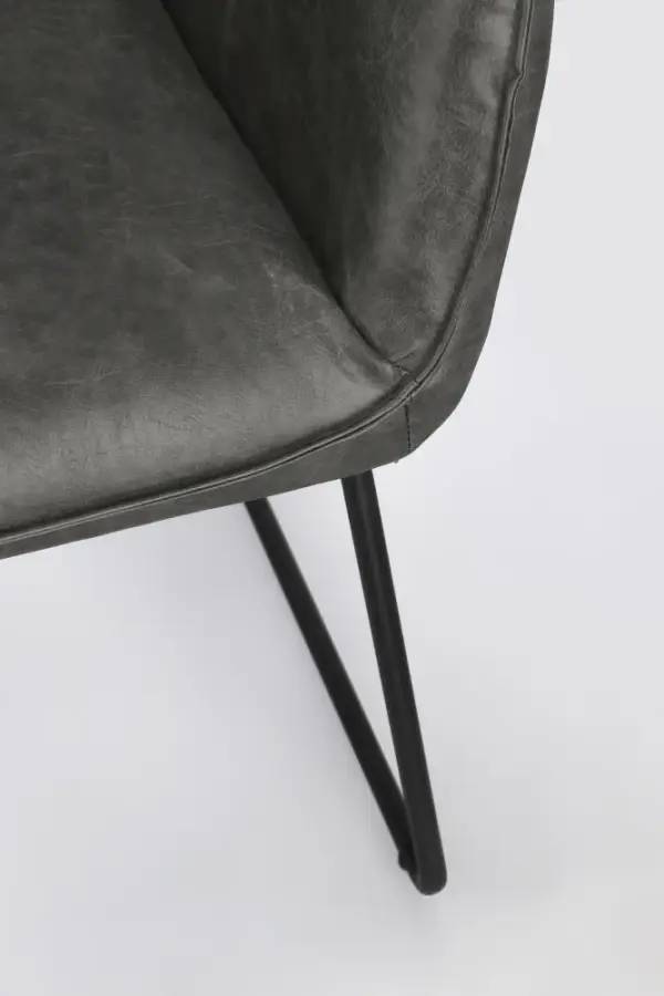 Silla de acero y tapizado gris oscuro Evelyn