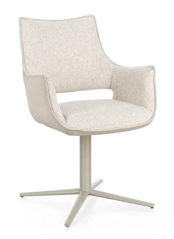 Silla de acero y tapizado crema Adellind