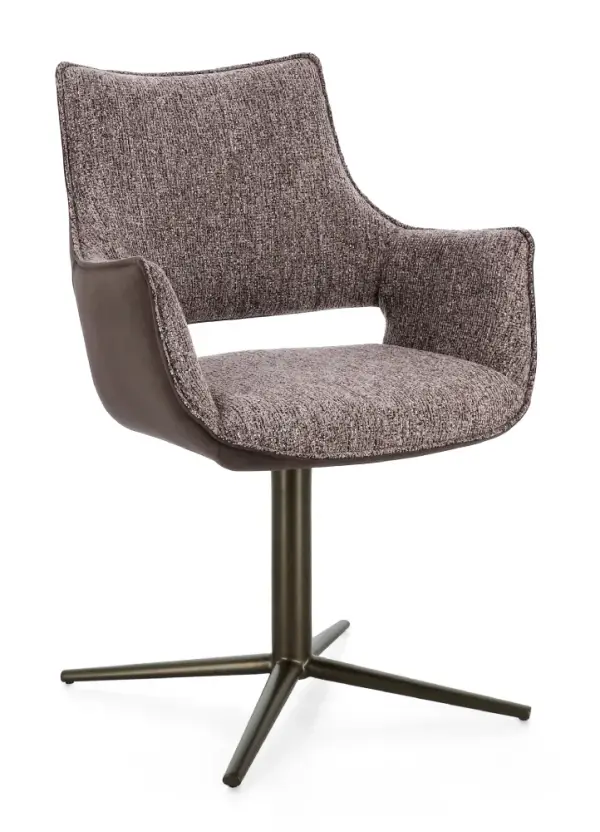 Silla de acero y tapizado marrón Adellind
