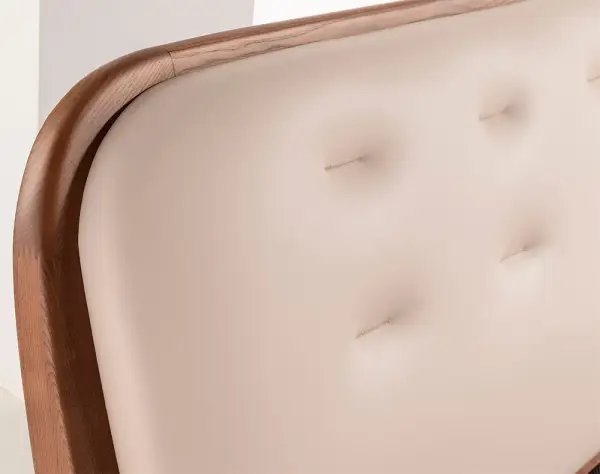 Cama nogal polipiel arena para colchón de 180x200 Kaia