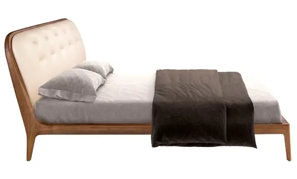 Cama nogal polipiel arena para colchón de 180x200 Kaia