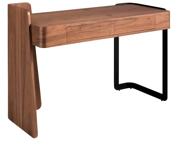 Mesa de escritorio 2 cajones nogal y metal Tilia