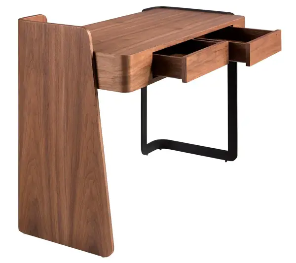 Mesa de escritorio 2 cajones nogal y metal Tilia