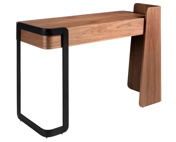 Mesa de escritorio 2 cajones nogal y metal Tilia