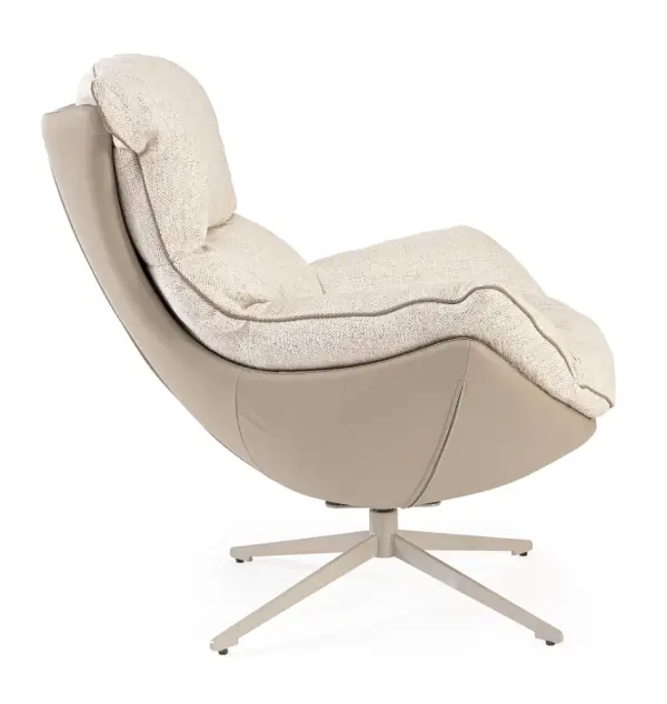 Sillón de acero y tapizado beige Armela