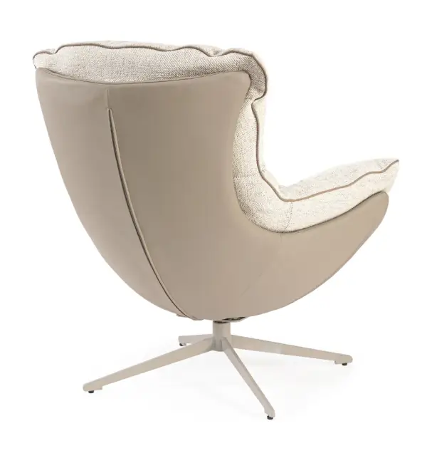 Sillón de acero y tapizado beige Armela