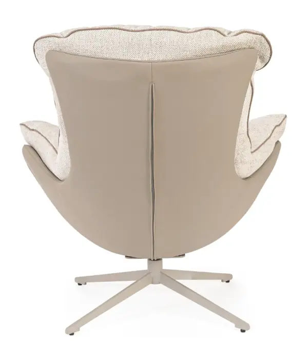 Sillón de acero y tapizado beige Armela