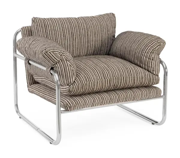 Sillón de acero y madera Morvana