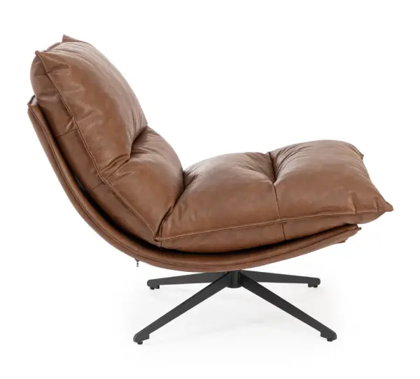 Sillón de acero y tapizado coñac Alanez