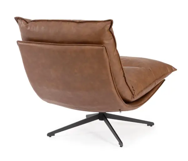 Sillón de acero y tapizado coñac Alanez
