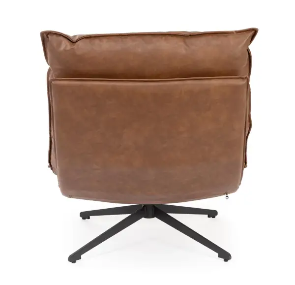 Sillón de acero y tapizado coñac Alanez