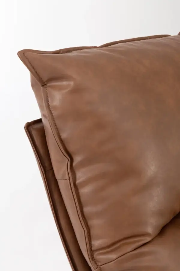 Sillón de acero y tapizado coñac Alanez