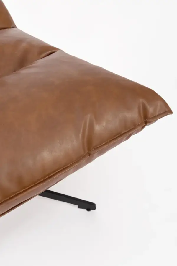 Sillón de acero y tapizado coñac Alanez