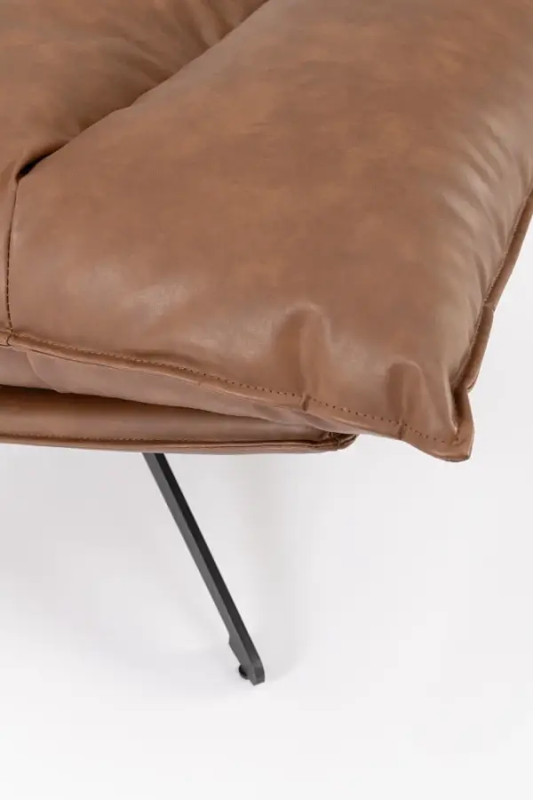 Sillón de acero y tapizado coñac Alanez