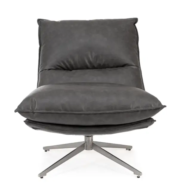Sillón de acero y tapizado negro Alanez
