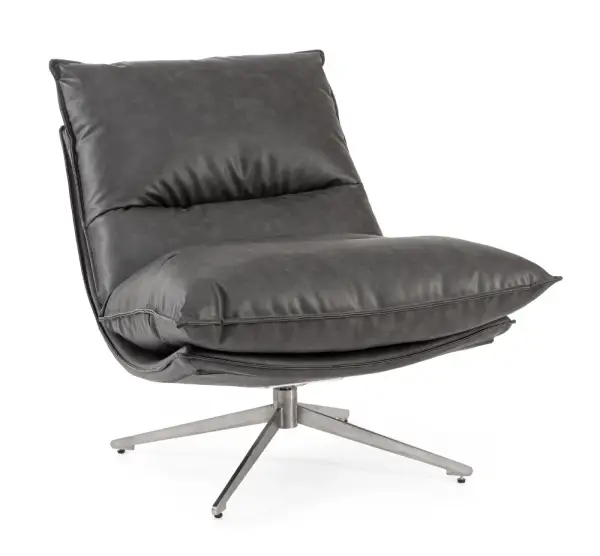 Sillón de acero y tapizado negro Alanez