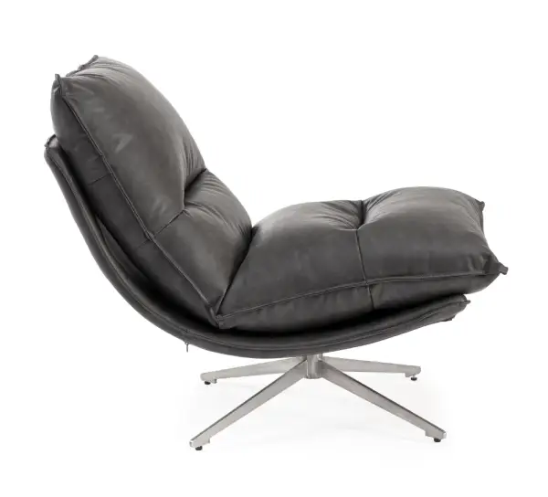 Sillón de acero y tapizado negro Alanez